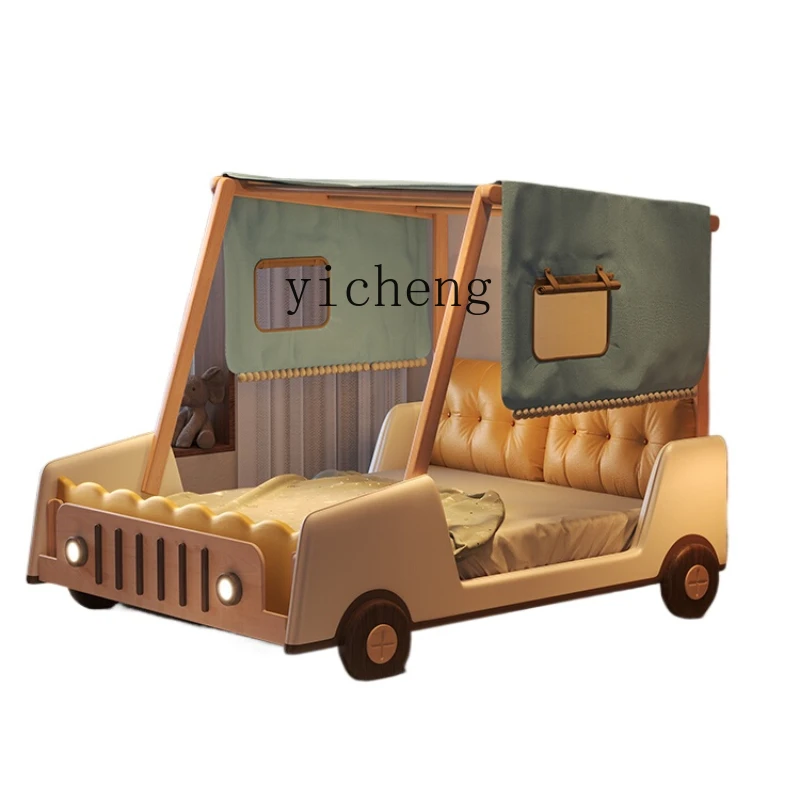 Lit de dessin animé de voiture de sport ouvert pour enfants, clôture de lit en bois massif pour garçon, XL