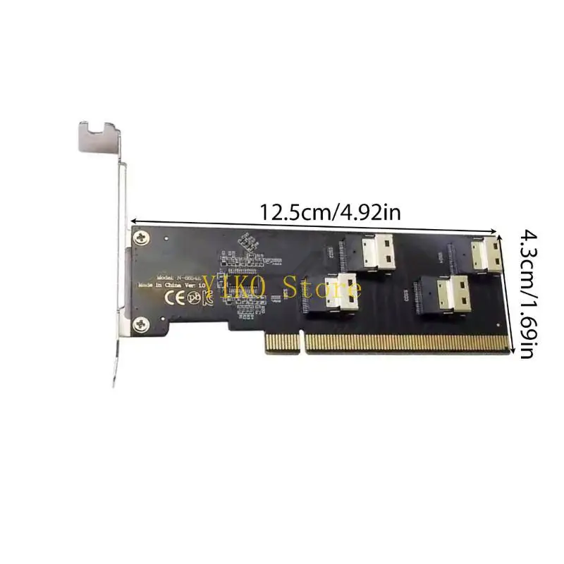 K32C 4 cổng Bộ điều khiển PCIE X16 Thẻ mở rộng nội bộ Bộ chuyển đổi PCIE sang SFF-8654