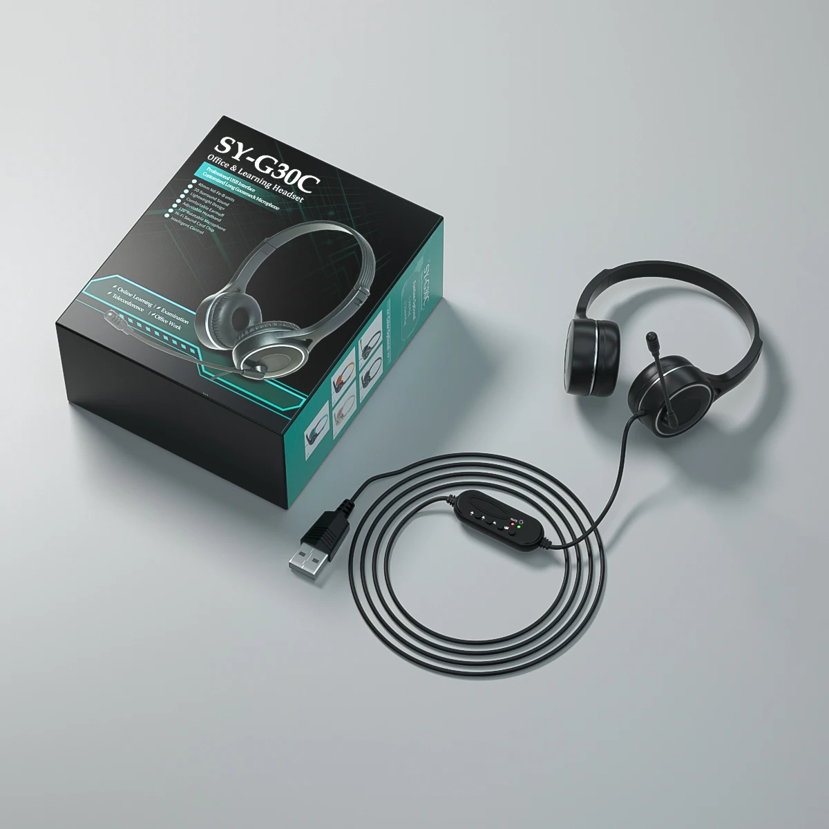 

The new SY-G30 Wired headsets for business laptops 3.5MM headsets single plug non-luminous headsets with packaging