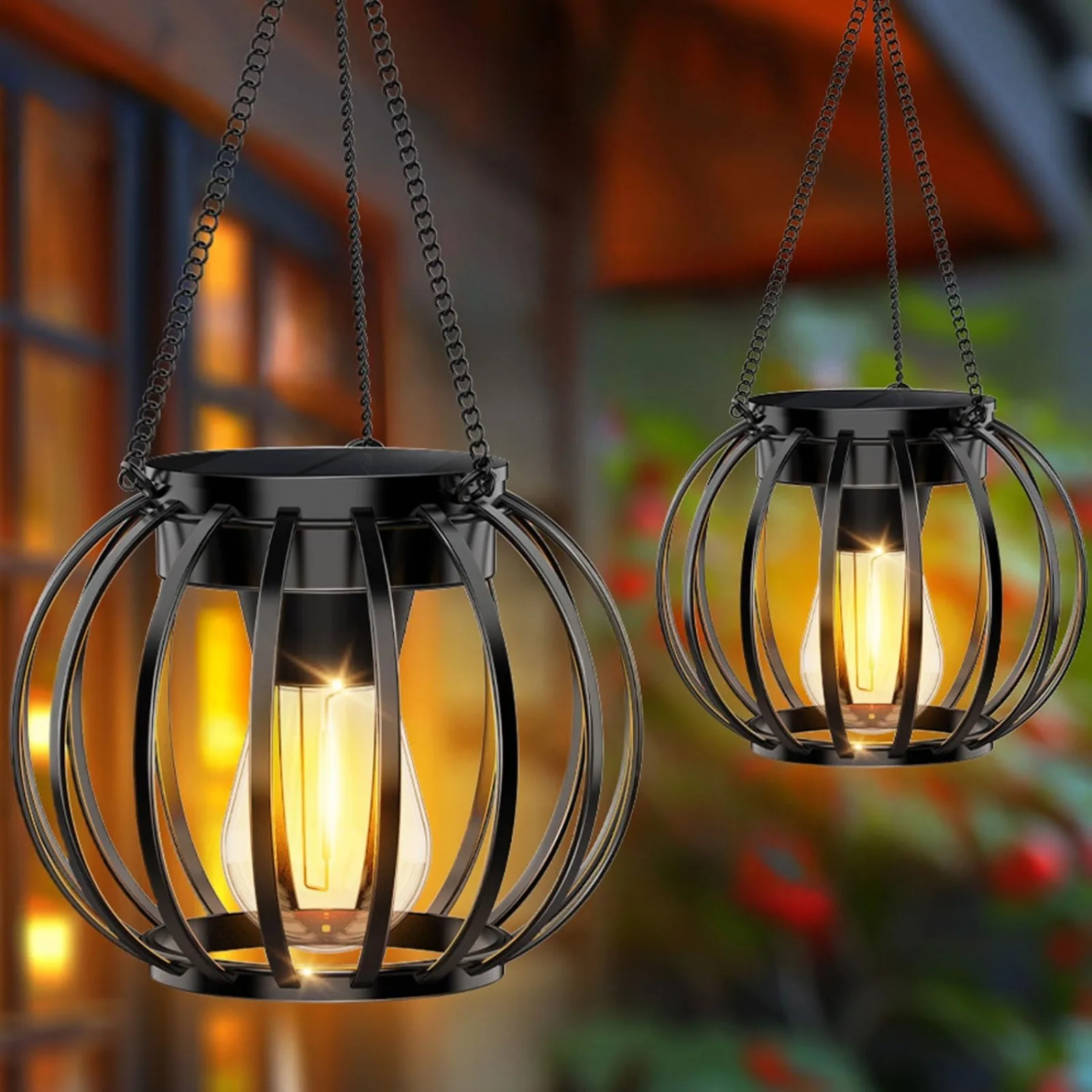 

US Solar Lanterns Outdoor Waterproof: 4 Pack Metal Hanging Solar Lights for Outside Garden Decor