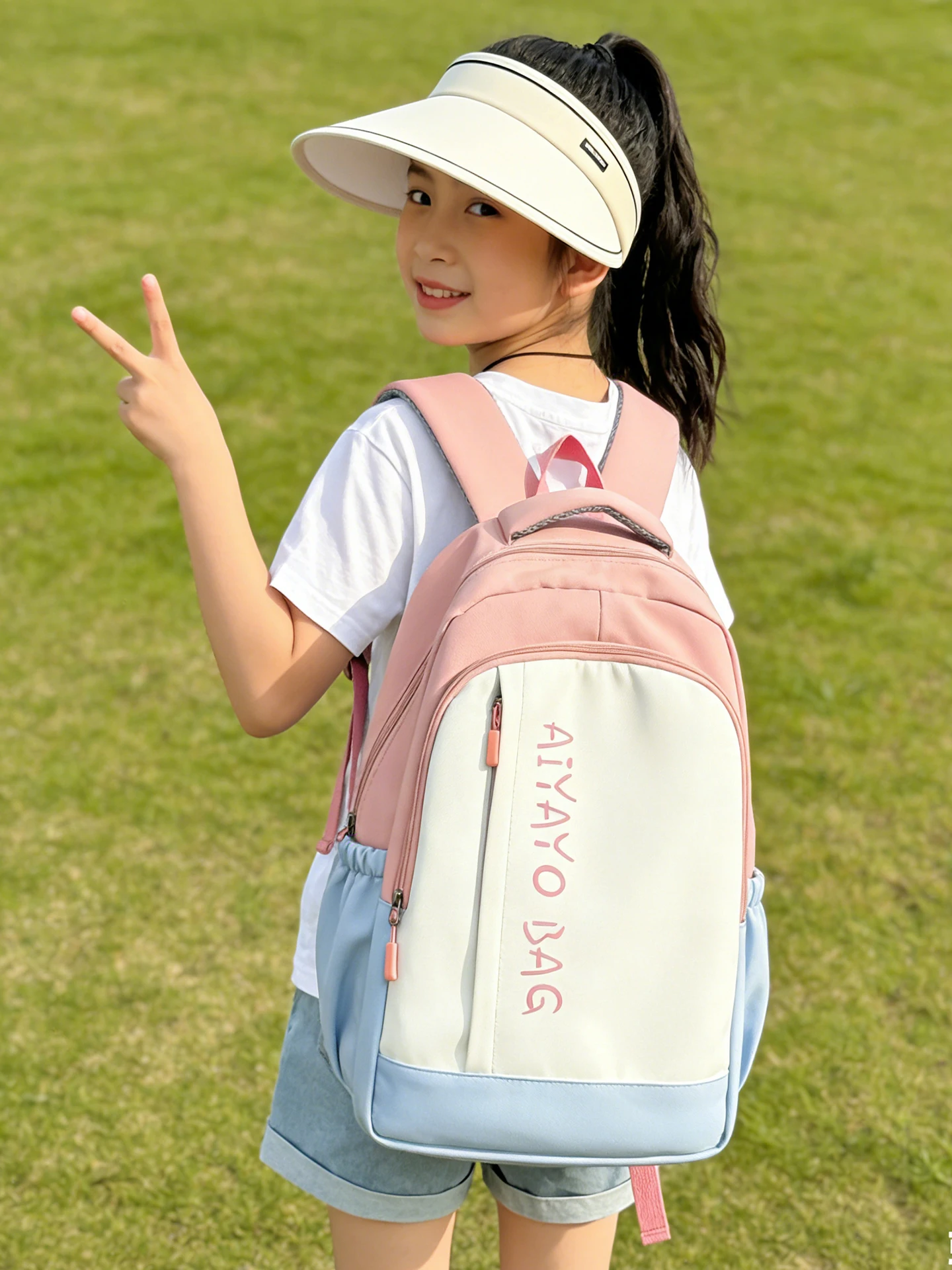 軽量アウトドア旅行用バックパック-女の子向け-春のお出かけ用-デュアルショルダーバッグ-子供用バックパック-若々しいスタイル-ポリエステル裏地