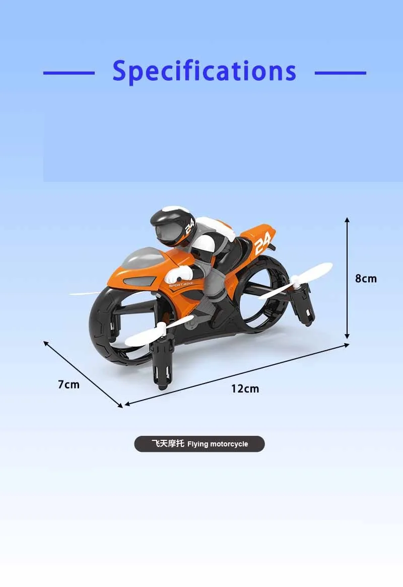 1/16 RC Motorcycles Toys Stunt Cars With Camera Wifi FPV 306 ° Rolling Remote Control Land Air 2-in-1 Motorcycle Indoor Flight