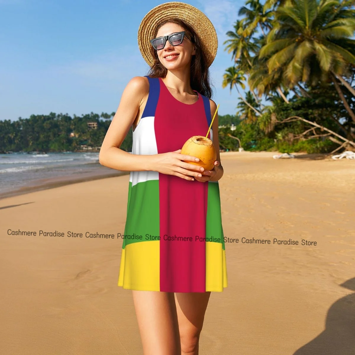 Robes d'été pour femmes, t-shirt de plage, sans manches, drapeau C.A.R, décontracté, ample, débardeur, 2025