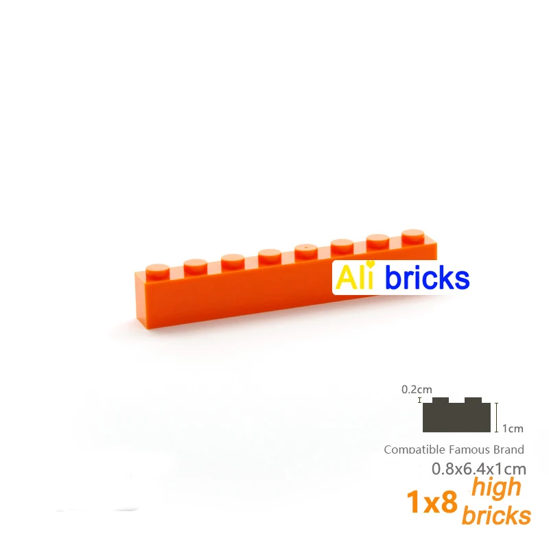 10pcs Bulk Blocks Building Bricks Thick 1X8 Educational Assemblage Construction Toys for Children Size Compatible With Brand