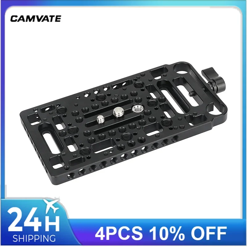 

CAMVATE Cheese Plate V Mount Battery Plate With 15mm Rod Clamp One-piece For V Lock Power Supply Plate Power Splitter Adapter
