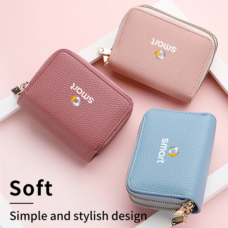 Car Zip Purse Coin Pouch Card Holder Bag Money Wallets Leather Portable For Smart Fortwo 451 450 453 Forfour Cabrio Crossblade