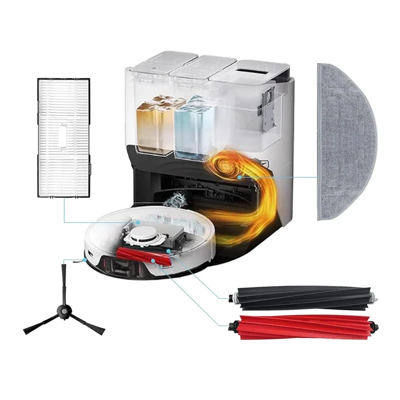 AU-For Roborock S8 Pro Ultra Main Side Brush Hepa Filter Mop Dust Bag Vacuum Cleaner Accessories Kit