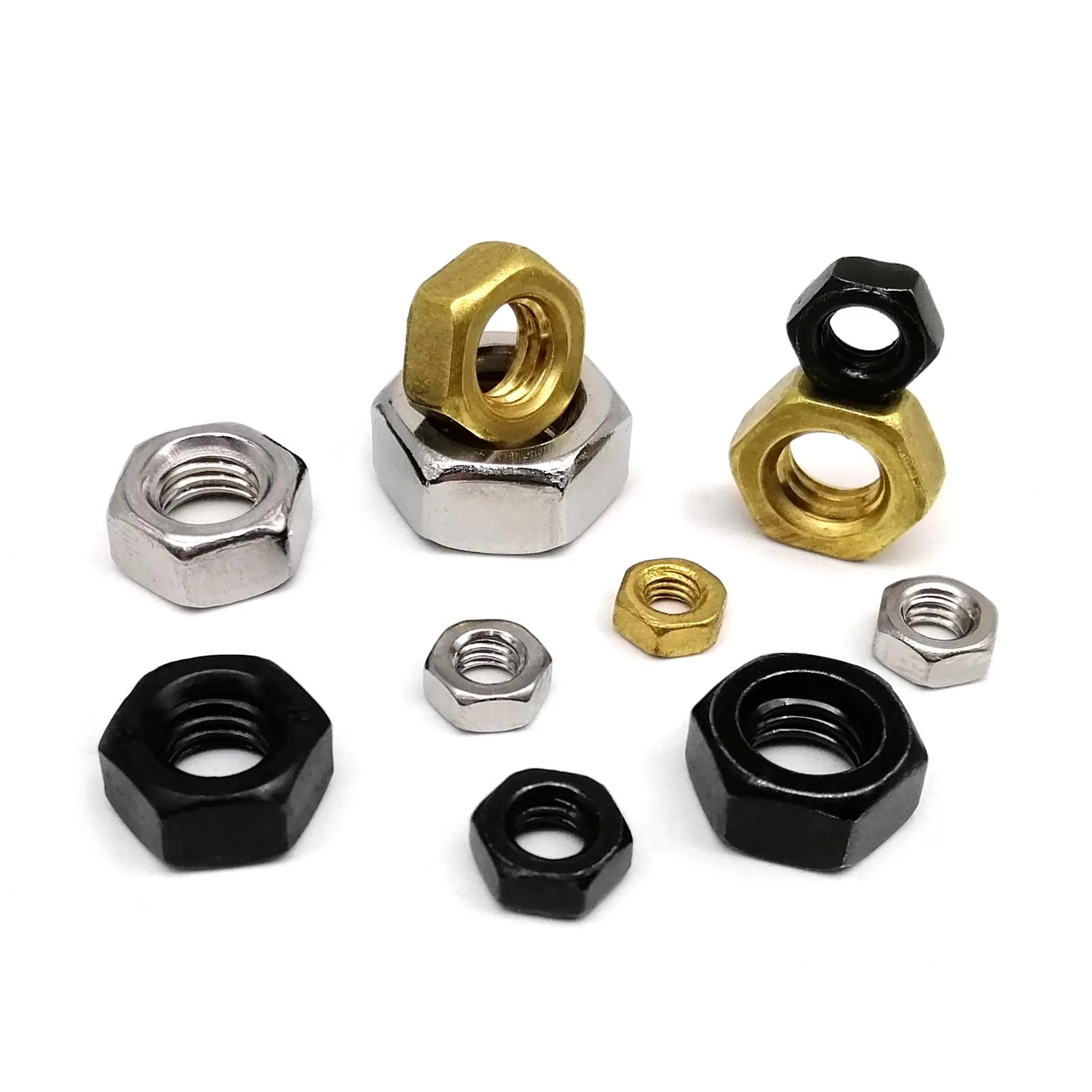 1 Set Mix M1 M1.2 M1.4 M1.6 M2 M2.5 M3 M4 M5 M6 M8 to M16 DIN934 Hex Hexagon Nut Kit Box Black 304 Stainless Steel Brass Steel