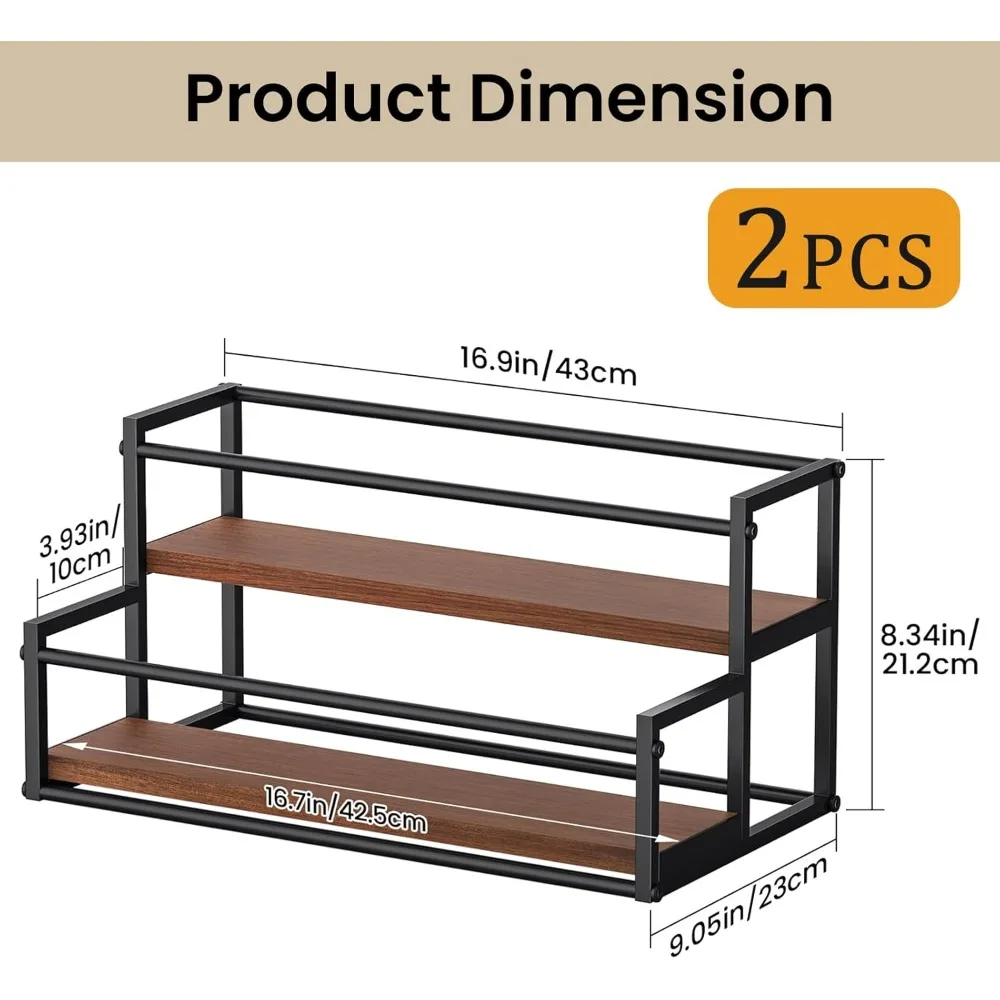 رف عرض زجاجات الخمور من طبقتين للبار والمطبخ - يحمل زجاجات النبيذ والويسكي مع منظم