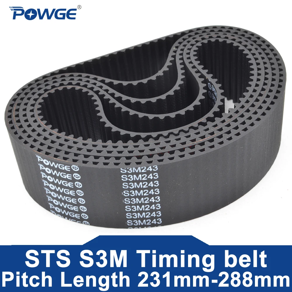 POWGE STD S3M Correa de distribución Lp=231 234 237 240 243 246 249 252 255 258 261 264 267 270 273 276 279 282 285 288 Ancho 6-25 mm Goma