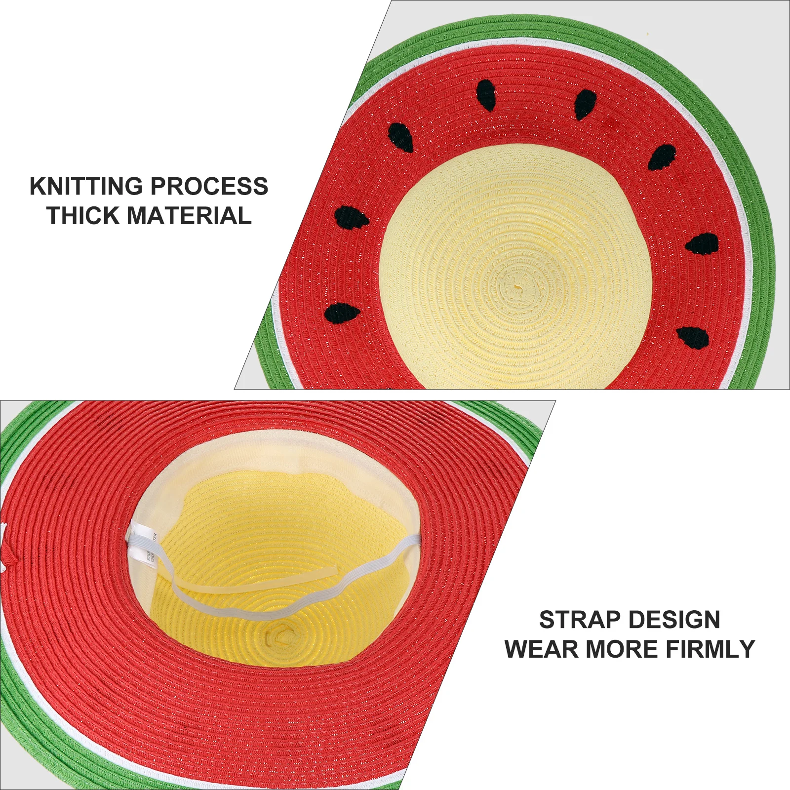 

Sun Protection Hat Straw Watermelon Pattern Durable Wide Brim Hat For Outdoor Travel Picnic Family Colorful Lightweight Bamboo