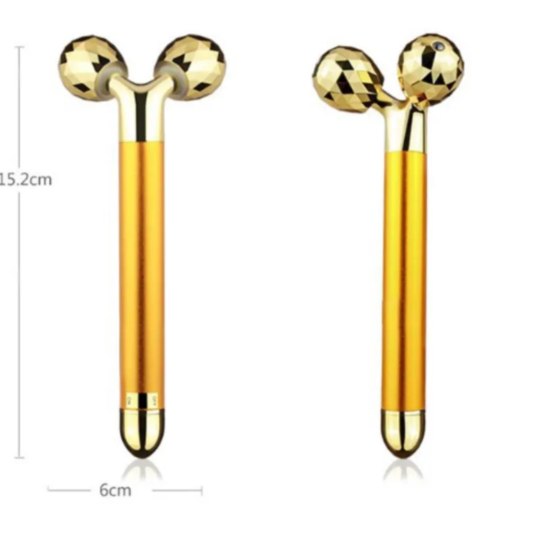 

2 шт. золотые массажные палочки 24K для электрического лифтинга и подтяжки лица, V-образный массажер для лица