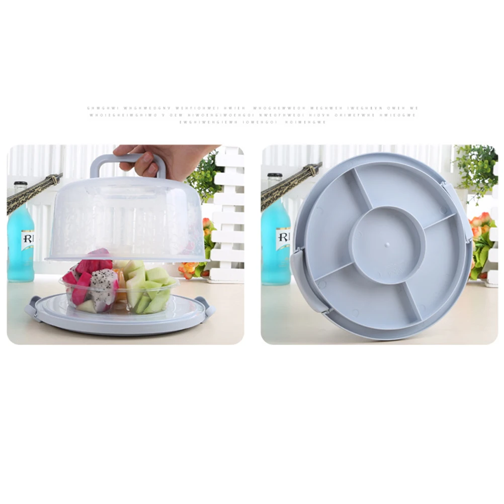 صندوق كعك أزرق محمول، حاوية تخزين المواد الغذائية، غطاء محكم الغلق، مقبض الثلاجة، حافظة حفظ طازجة، قوية وصديقة للبيئة