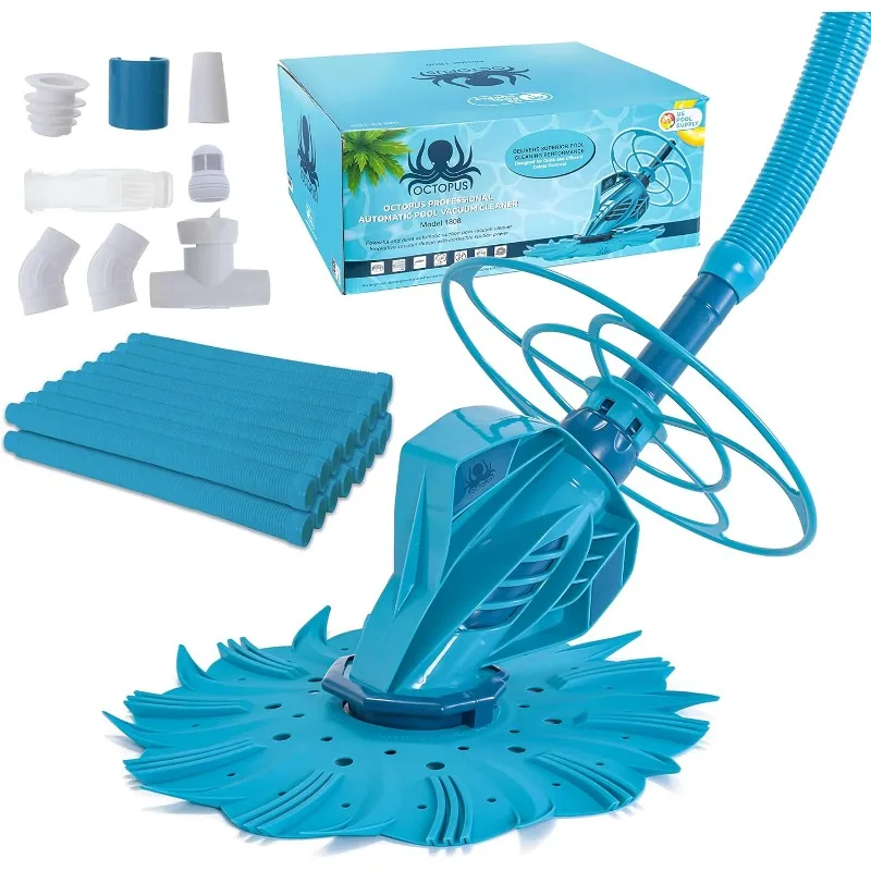 Suction Pool Cleaner, Inground Automatic Pool Vacuum Cleaner with Hose - Auto Creepy Sweeps Removes Debris, Leaves Cleans