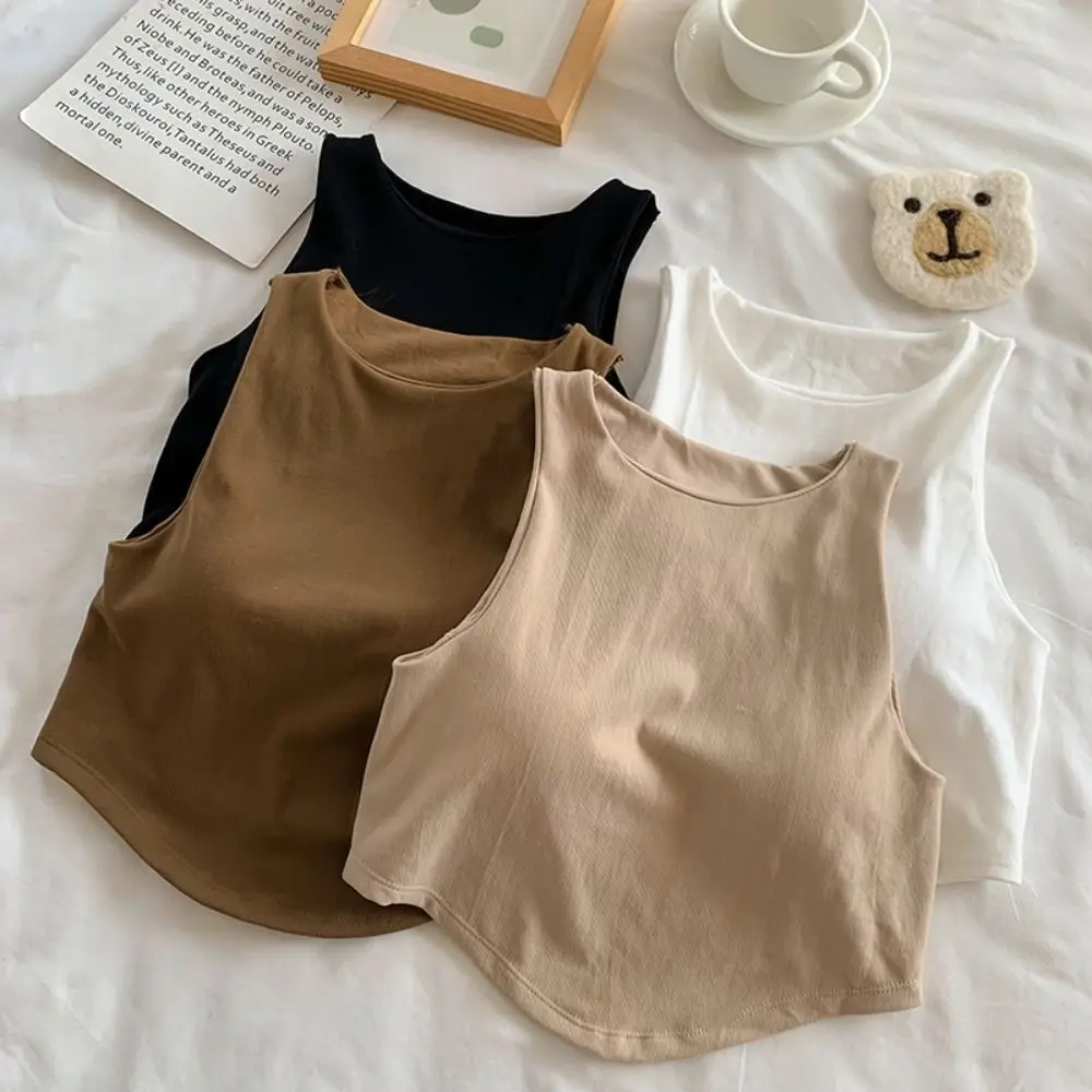 Women Camisole Summer Fashion Irregular Sleeveless Top Y2K Korean Streetwear O Neck with Chest Pad Chic Tank