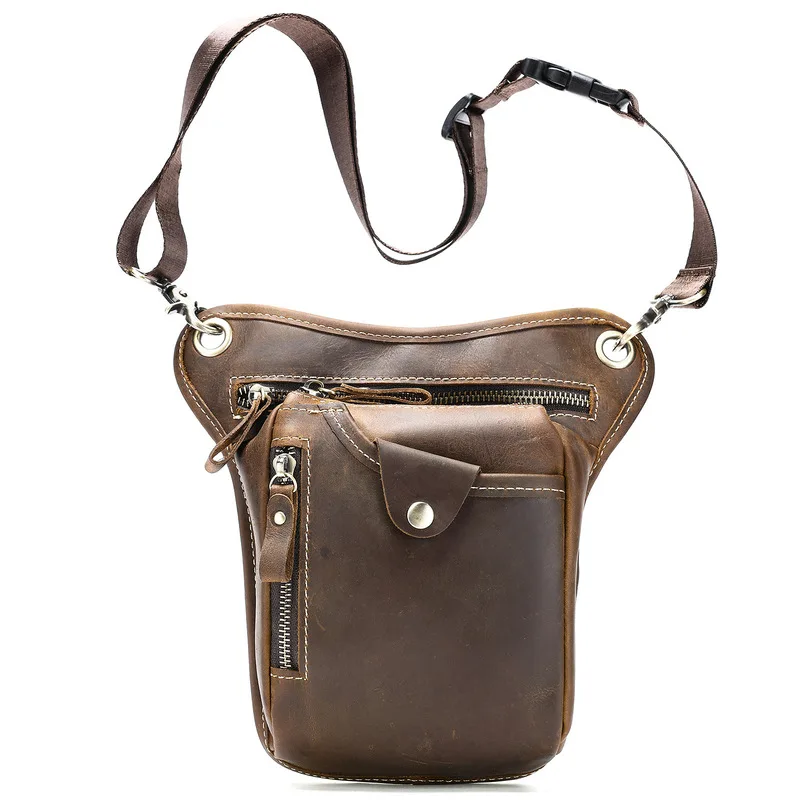 Sac pour téléphone portable, sac banane en cuir véritable, multifonctionnel grande capacité, sac banane en cuir pour homme pour le travail et les chantiers