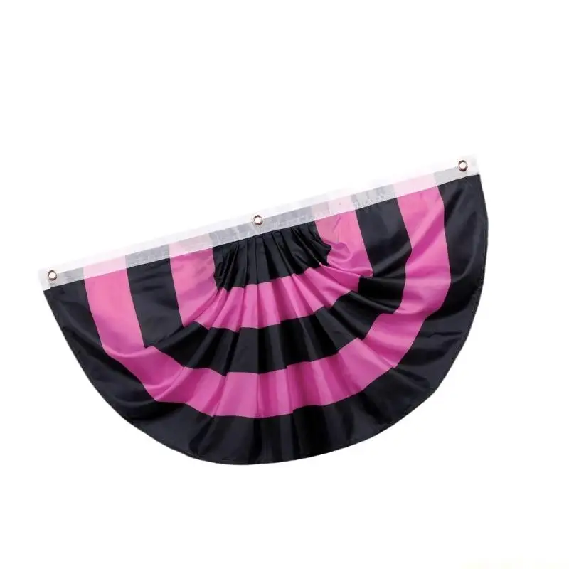 QX2E Storefront Halloween Half Fan Flag Pleated Banners for Window Wall Trim Styling