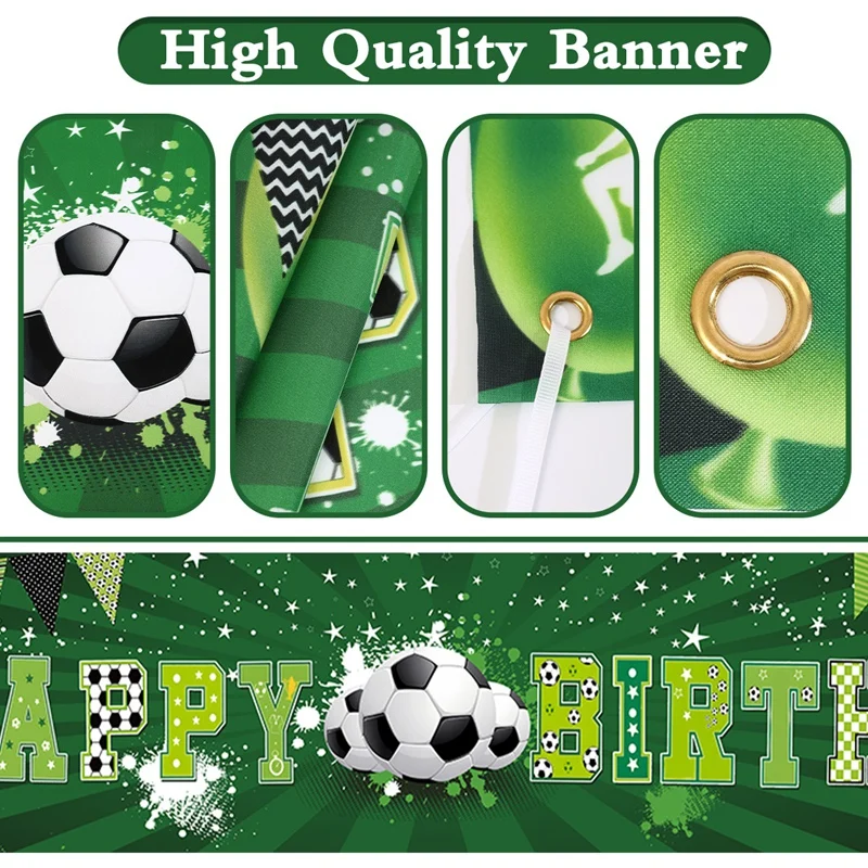 Soccer Happy Birthday Banner, Football Birthday Party Supplies Decorations for Kids Birthday Babyshower  Prop Wall Decorations