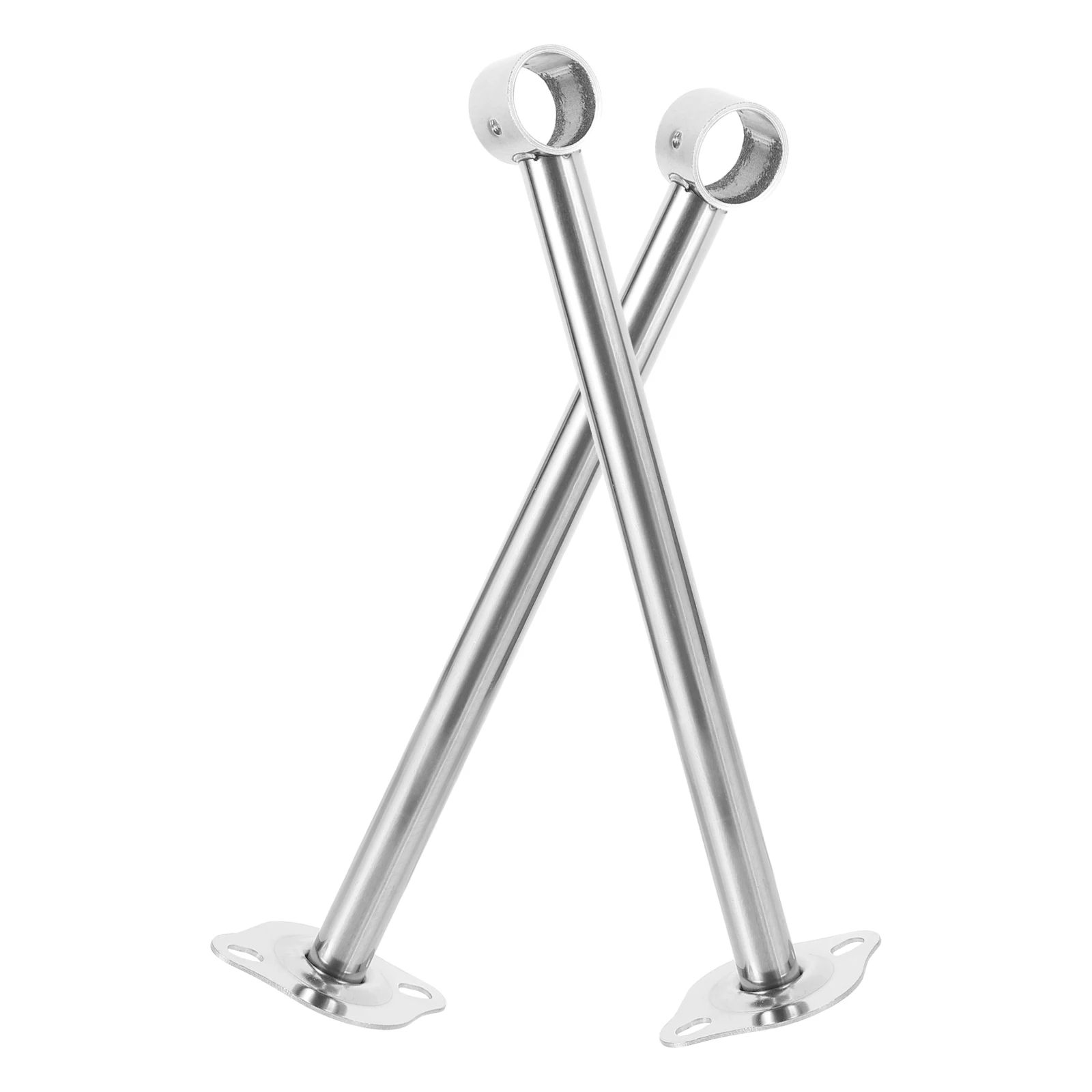 

2pcs Thickened Bracket Stainless Steel Pipe Rods Durable Closet Hanging Adjustable Round For Bathroom Kitchen Balcony