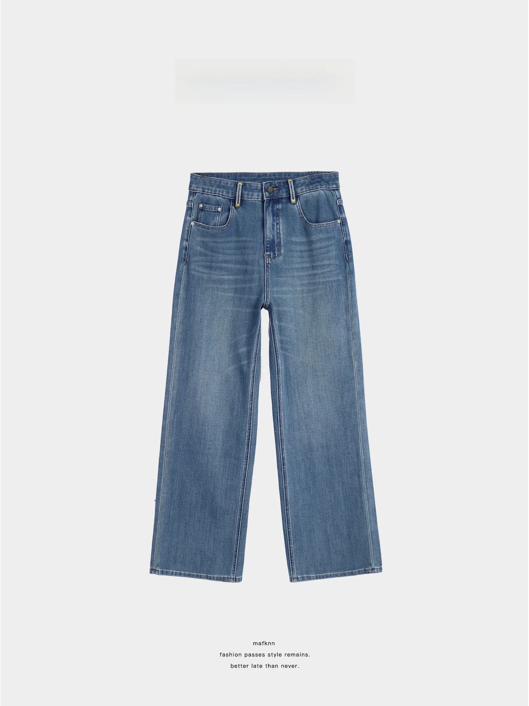 

Loose Fit Straight Leg Jeans Women's Casual Washed Denim mid Stretch Natural Waist Cotton Jeans Four Sides Elasticity