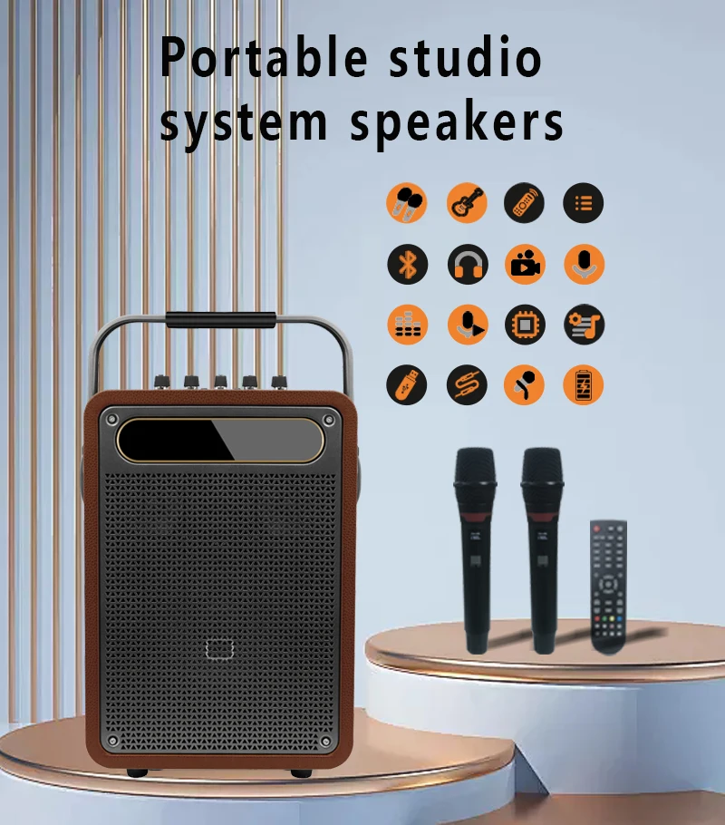 YYHC- Moveable Karaoke Speaker  with Two mic wireless mini microphone  for home singing