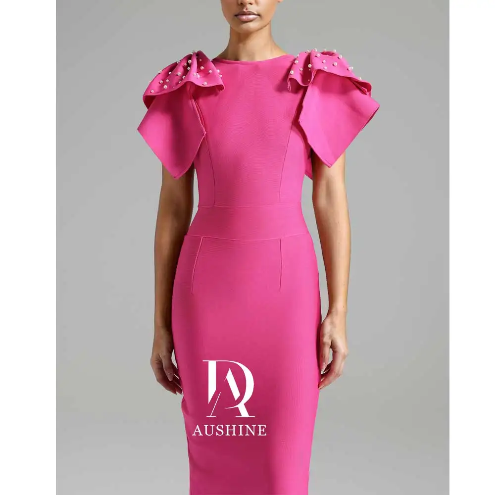 Aushine Dress Luxury Birthday Evening Dress Ankle Length Short Sleeves Summer Elegant Wedding Party Gowns For Women Arab 2024Fu