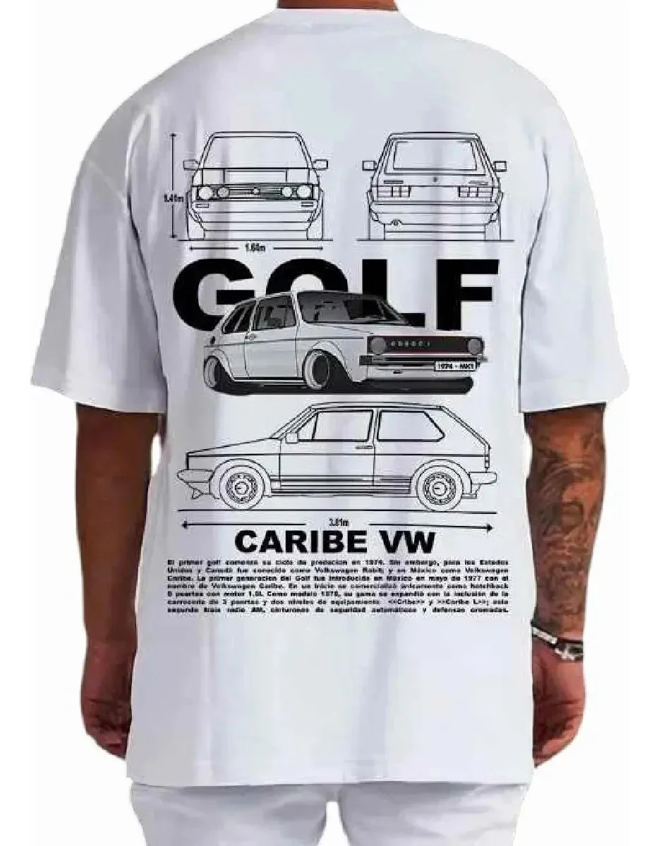 Men's Retro German Hatchback Blueprint Vintage Washed T-Shirt, Classic Euro Tuner Car Graphic Streetwear Tee view 2