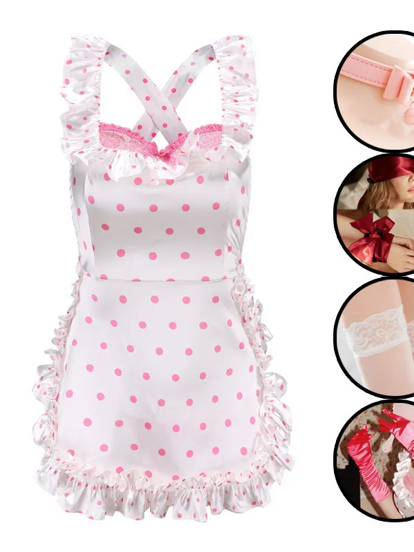 Exotic Summer Fashion Womens 2024 new Clothing Sweet and Cute Girl Style Dot Ruffle Maid Dress Bow Decoration Elegant Dress 0PTR