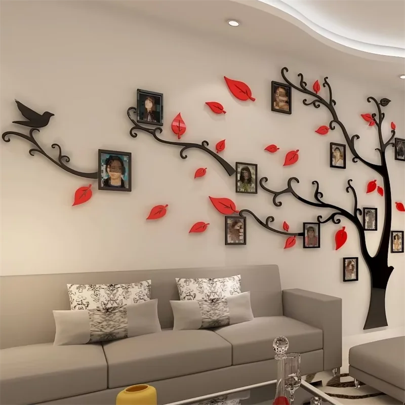 Living Room TV Background Wall Decoration Sofa Background Wall 3D Wall Sticker Photo Frame Tree Acrylic 1 Set 2 Color