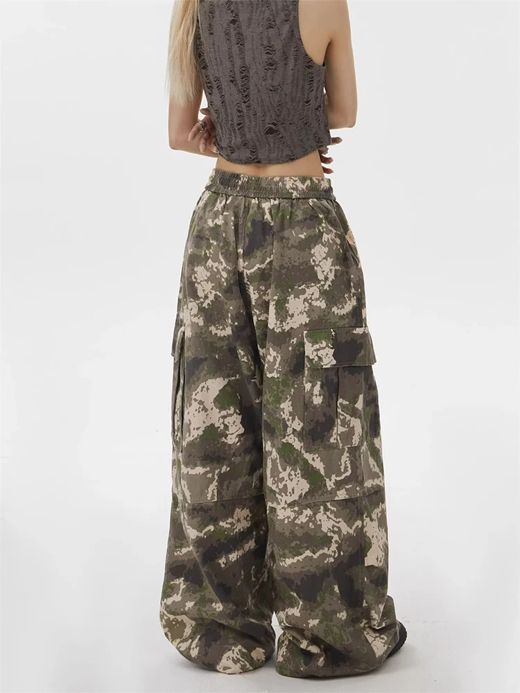 Women Y2k Baggy Camouflage Pants Vintage Y2k Harajuku Aesthetic Oversize Parachute Pants High Waist Trousers 2000s Clothes 2024