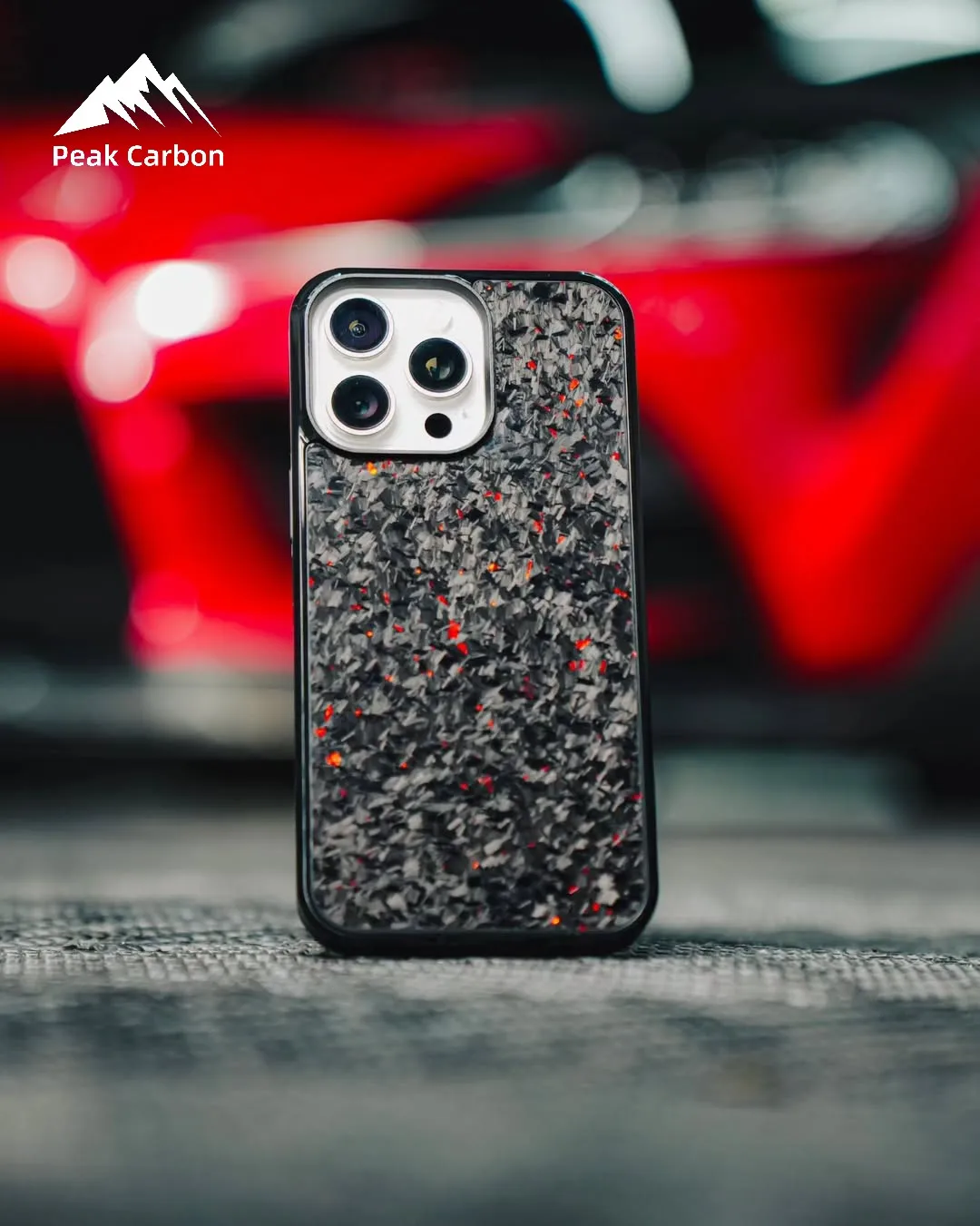 

Magnetic Real Glossy Red Forged Carbon Fiber Case for iPhone 16 15 14 13 12 11 Pro Max 13mini 12mini Xs Max 16+ 15+ with Magsafe