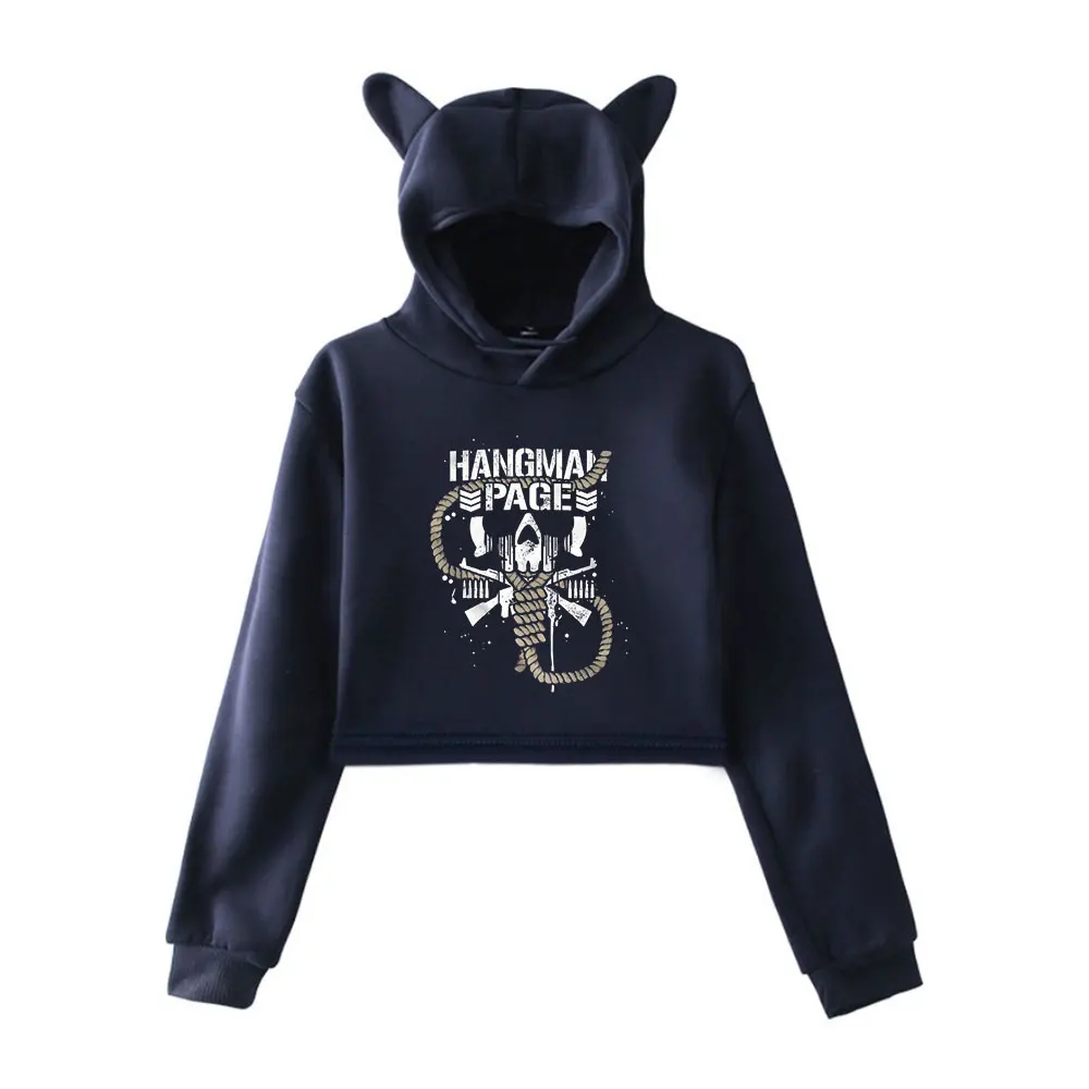 

Hangman Page Merch винтажная уличная одежда 90-х годов с логотипом толстовки с капюшоном для девочек укороченный модный спортивный пуловер с кошачьими ушками