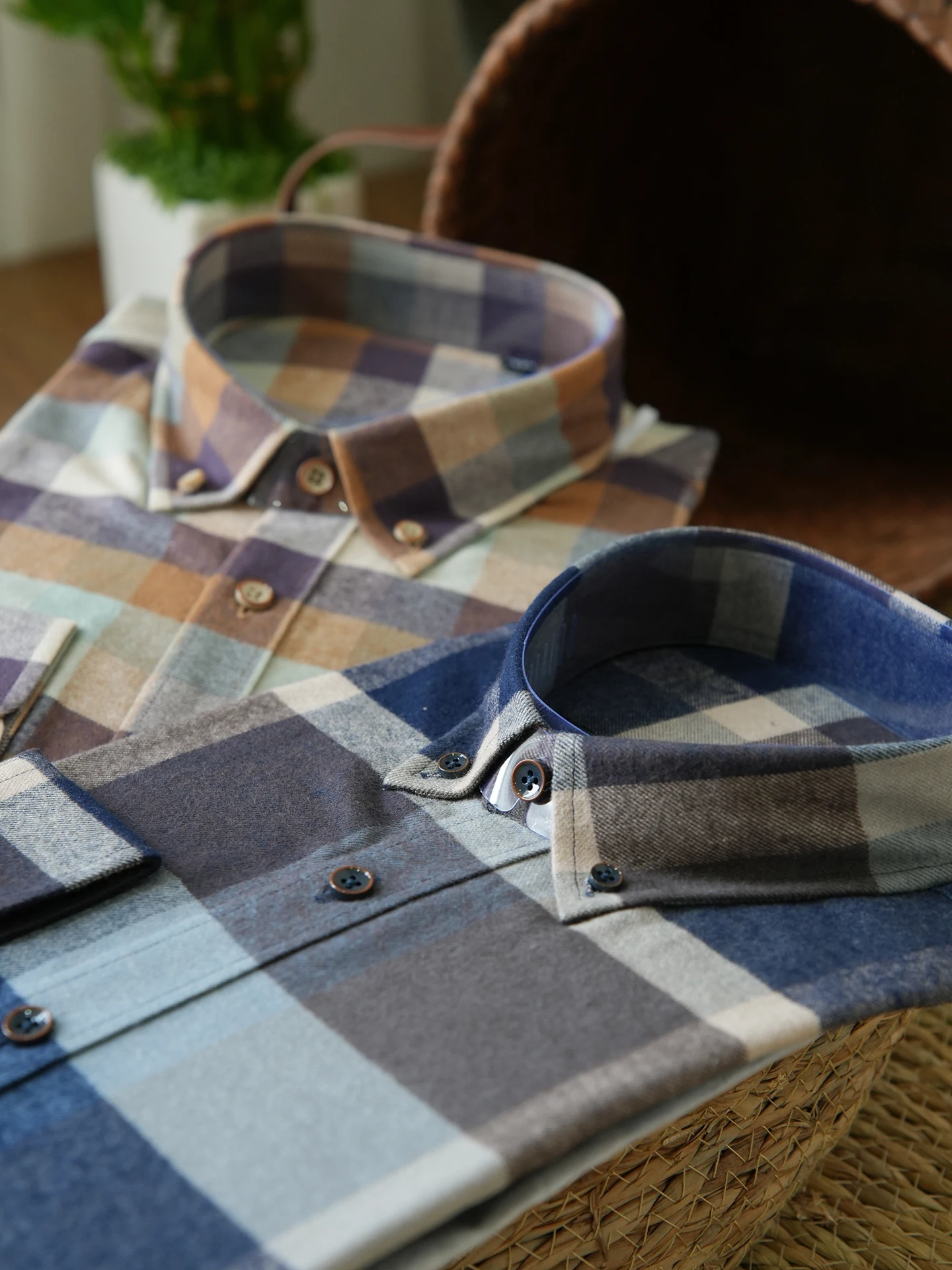 

Men's Casual Plaid irt Pure Cotton Long Velvet Flannel Brued Regular Fit Faion Urban Sle Spring Autumn Breathable Com...