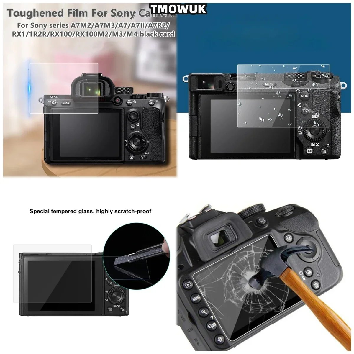 

For RX100 RX100IV RX100VII A9 A9II - Clear 9H Hardness Tempered Glass Camera Screen Protector