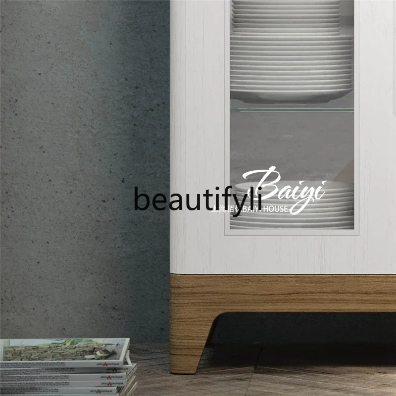 American light luxury solid wood wine cabinet dining side cabinet simple French storage wall living room display cabinet