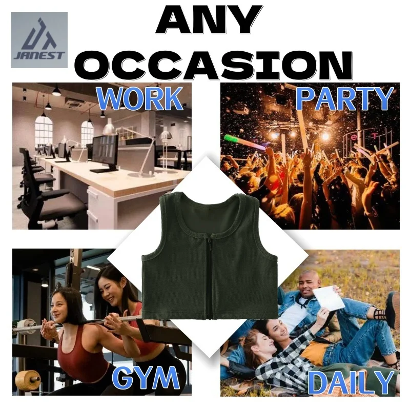 Trans Chest Binder Vest Flat Breast Breathable Casual S-4XL Front Zipper Tomboy Binder Non Bandage Tank Tops Cosplay
