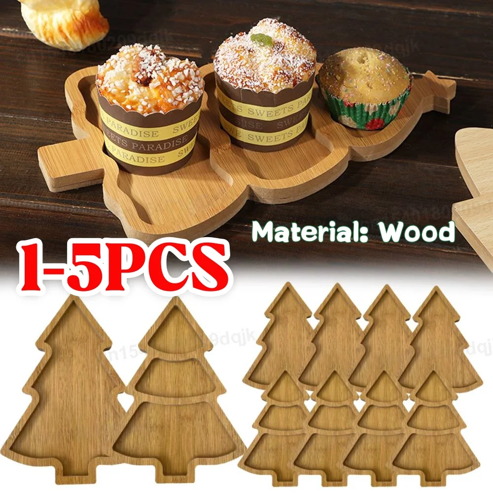 Wooden Christmas Tree Plate Tray Charcuterie Restaurant Dessert Boards for Food Appetizers Desserts Snacks Sushi Christmas Decor
