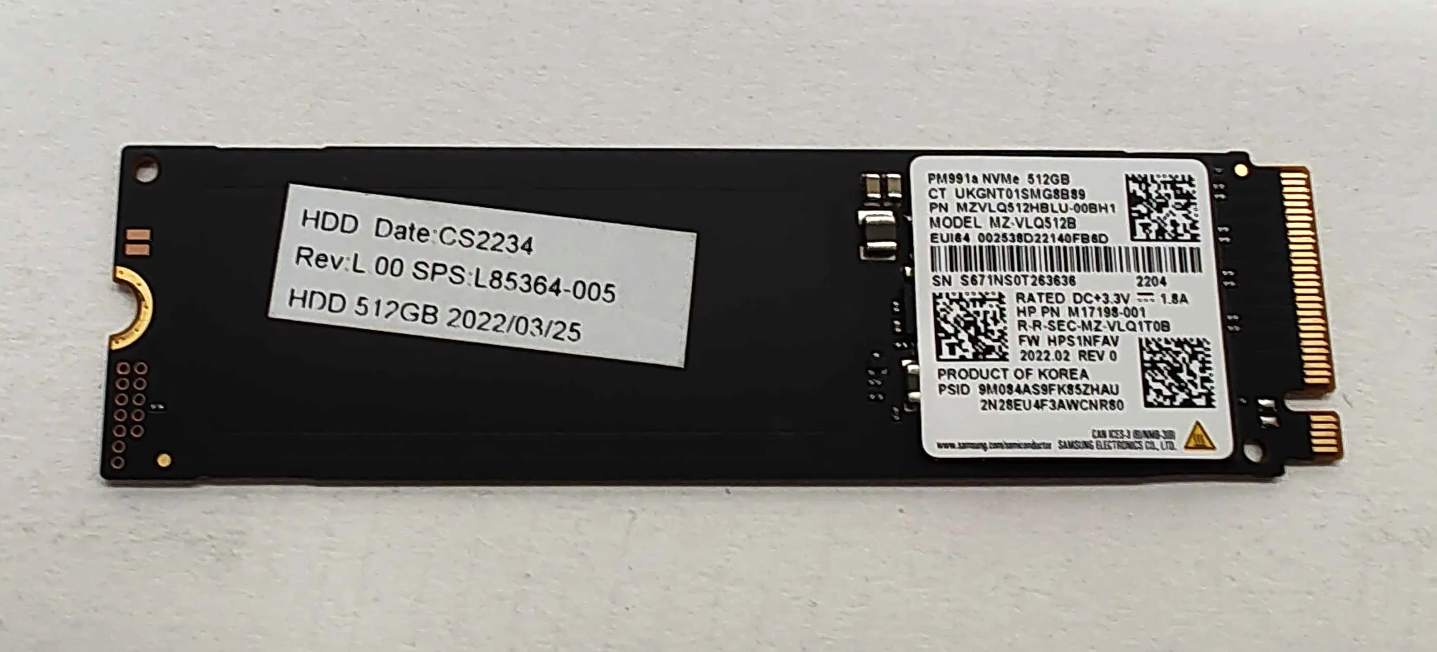 

Твердотельный накопитель Samsung MZVLQ512HBLU-00BH1 PM991A 512 ГБ — PCI-e — M2 2280 — б/у, как новый