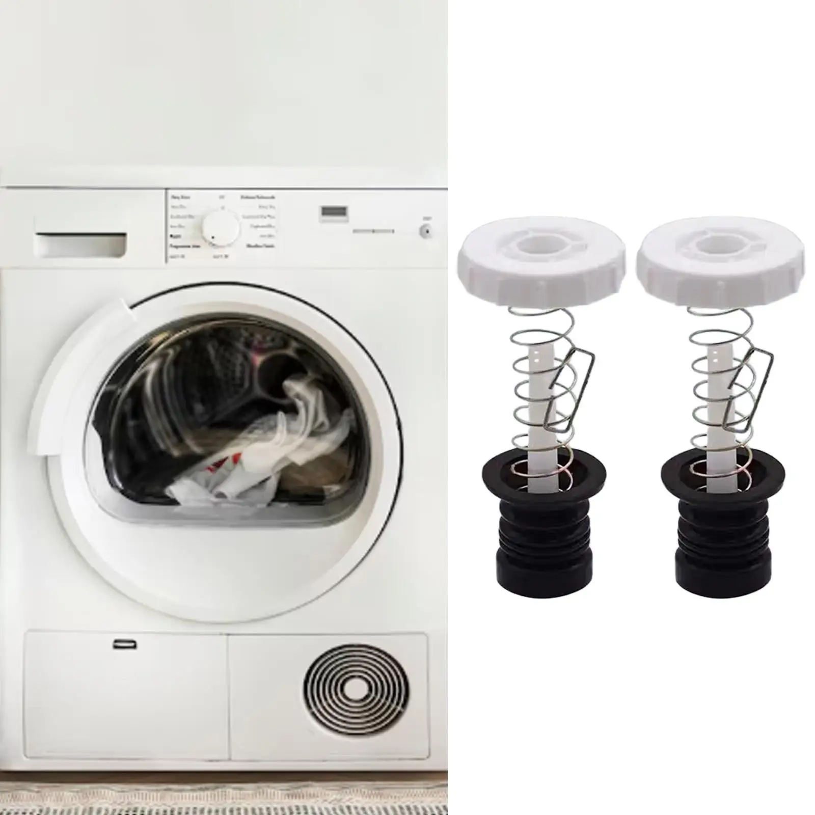 Easy Install Washer Drain Trap Seal Valve Kit with Spring Pull Rod and Rubber Stopper for Standard Washing Machines