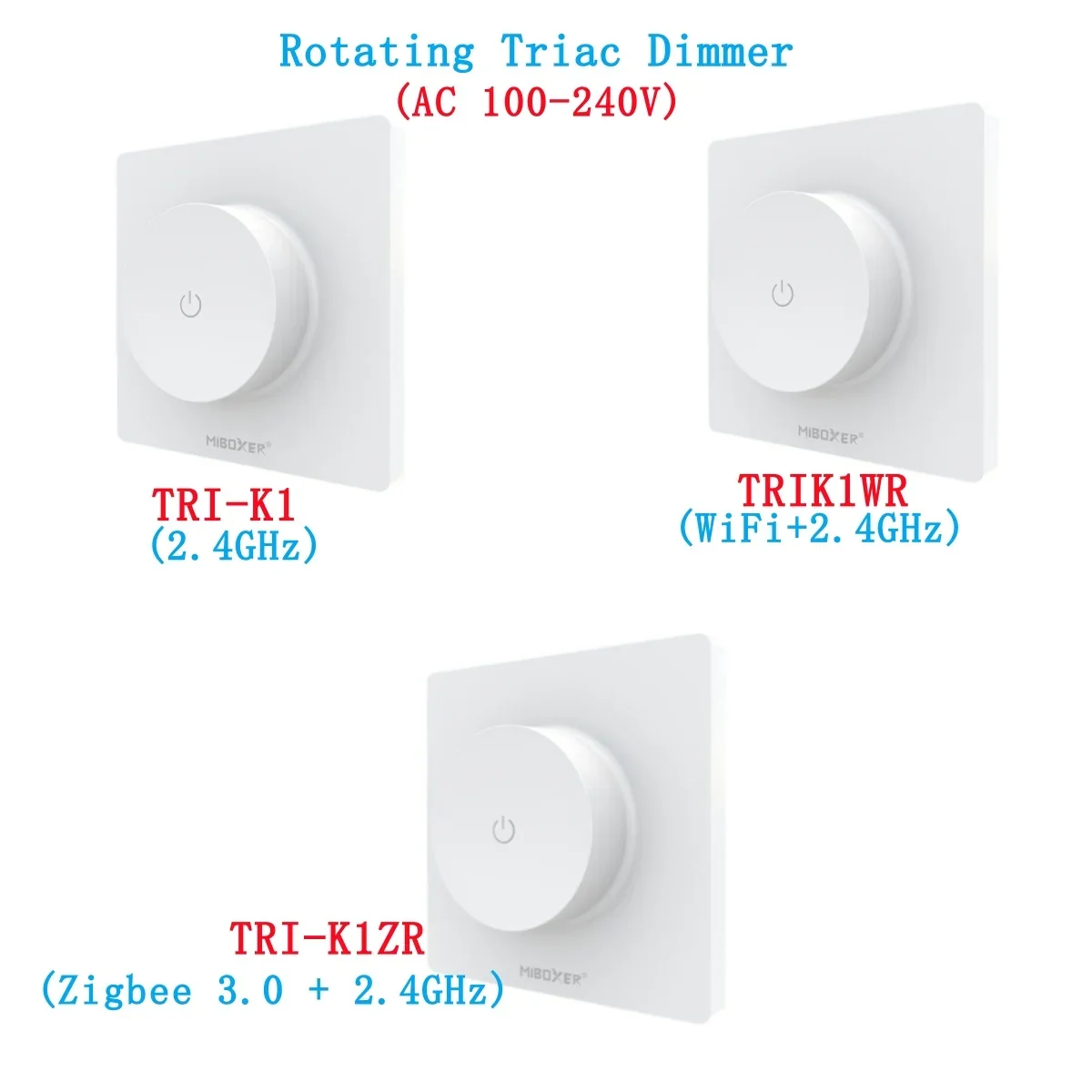 MIBOXER Rotating Triac Dimmer AC220V (WiFi/Zigbee 3.0 +2.4GHz)TRI-K1/TRI-K1ZR For Commercial Lighting Brightness Adjust
