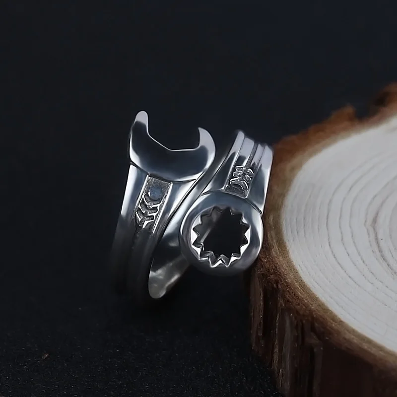 Fashion Silver Color Retro Wrench Open Rings Gift Free Shipping Everything Ring for women men Gifts Jewelry Accessories TJ-622