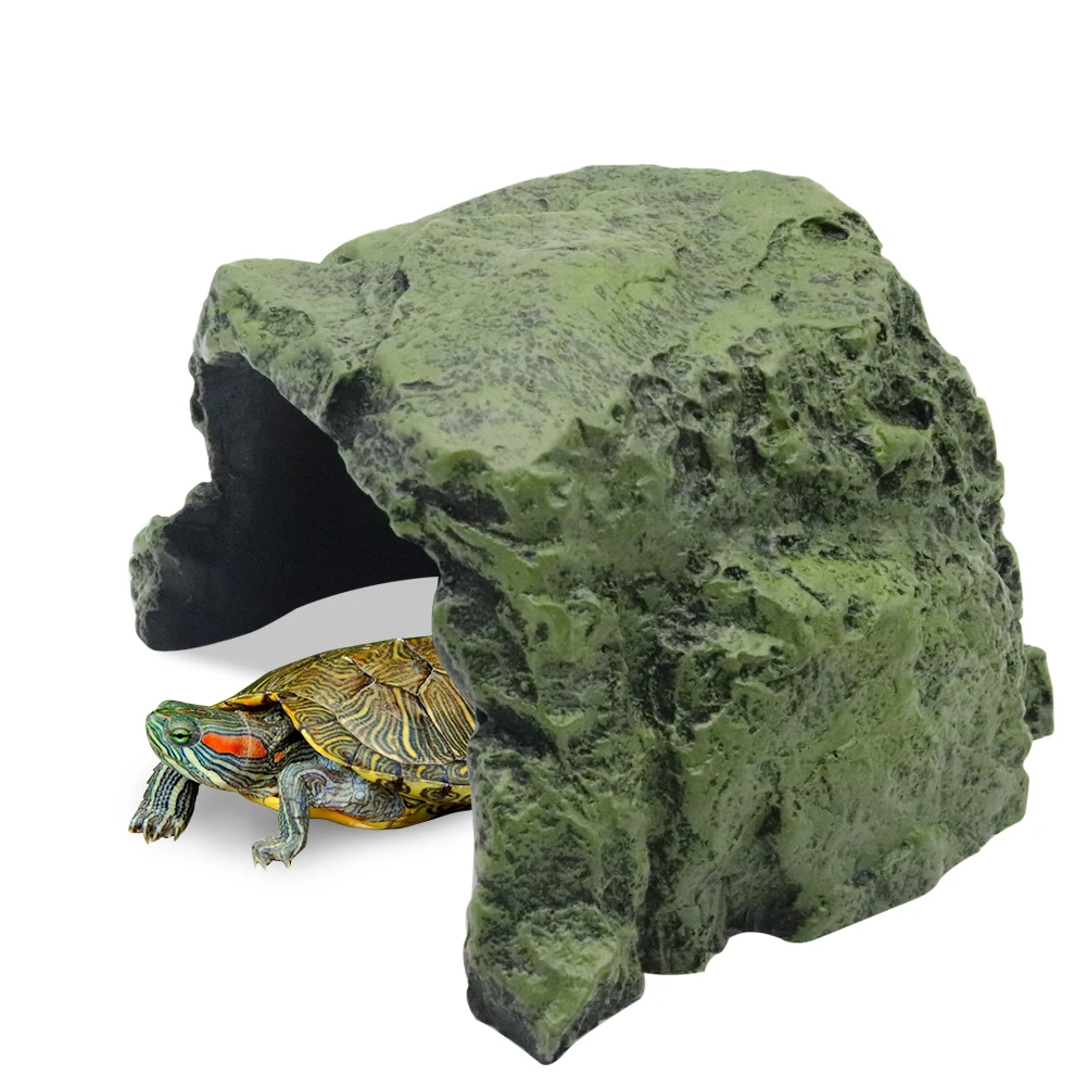 

Natural Reptile Hideout Rock Cave - Escape Resin Habitat Decor for Turtles, Bearded Dragons, Lizards， Aquarium Landscaping Decor