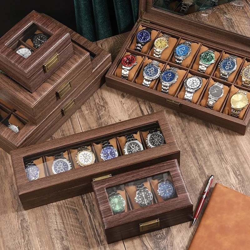 DELESYS Walnut Wood Premium Watch Box Chinese Style Bamboo Watch Storage Case With Lock Exquisite Watch And Jewelry Gift Box