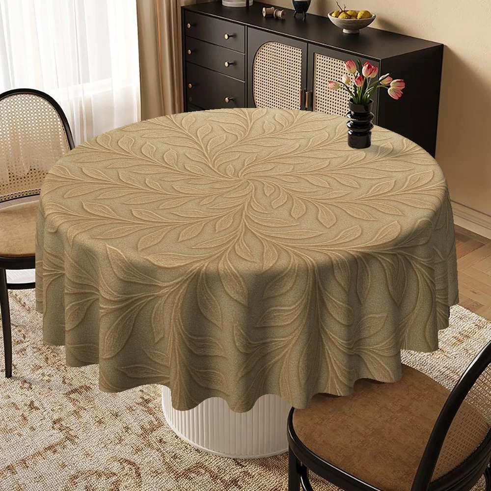 Round tablecloth, tablecloth, tablecloth cover, round tablecloth cover, floral pattern leaf design