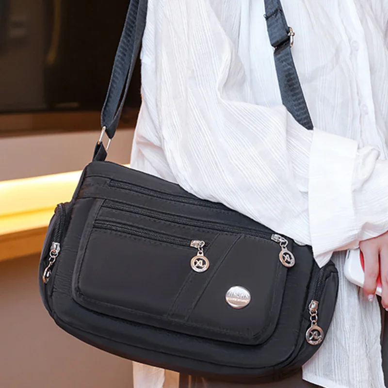 Lässige Damen-Umhängetasche aus Oxford-Gewebe, Wasserdichte Reißverschluss-Handtasche, Große Kapazität Reise-Crossbody-Tasche – Detail 5