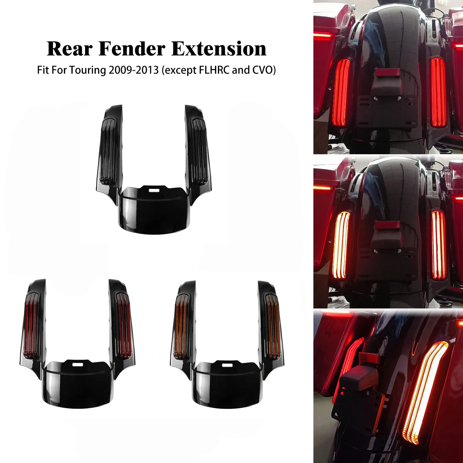 

Motorcycle Rear Fender Fascia With LED Light Brake Light Turn Signal For Harley Touring Road King Electra Street Glide 2009-2013