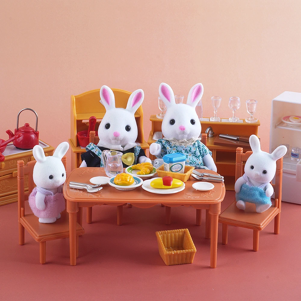 1:12 Scale Miniature Rabbit Figurine Doll Scene Accessories Dollhouse Squirrel Panda Kitchen Furniture Playing Toy