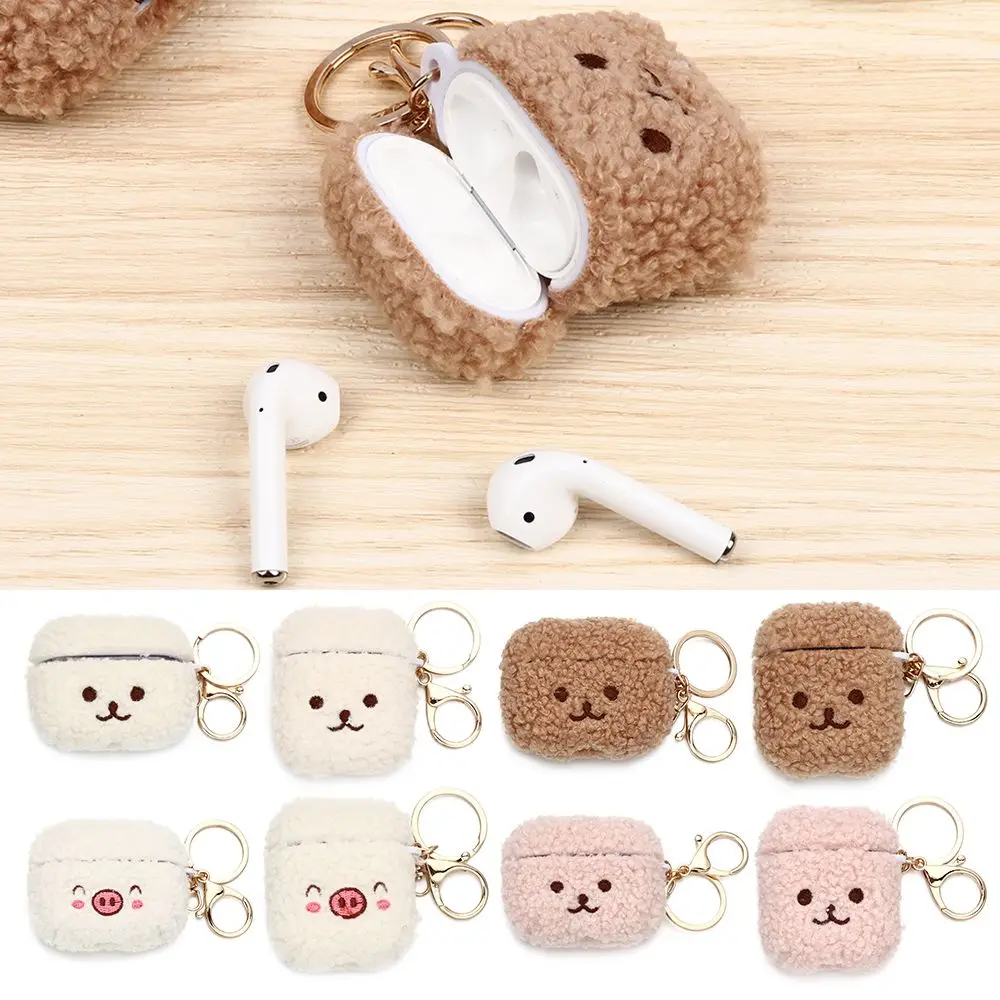 Kopfhörer-Abdeckung, flauschiger Bär, Kopfhörer-Hülle, Kopfhörer-Box, Kopfhörer-Fell-Hülle für Apple Airpods 1 2 Pro | Airpods Ladebox