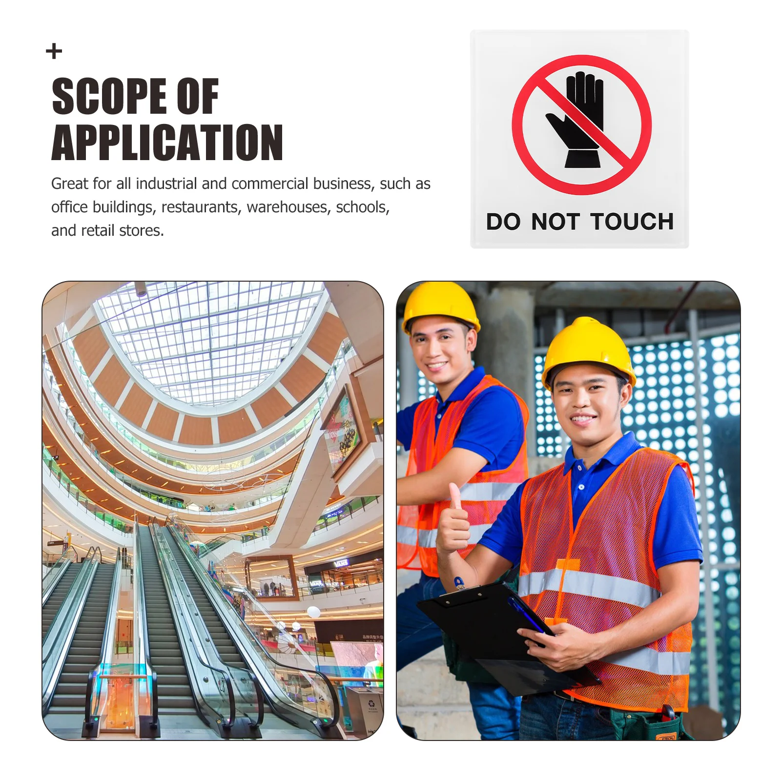 

1pc Do Not Touch Sign Acrylic Self Adhesive Warning Sticker Safety Label For Factory Construction Sites Traffic Safety Signs