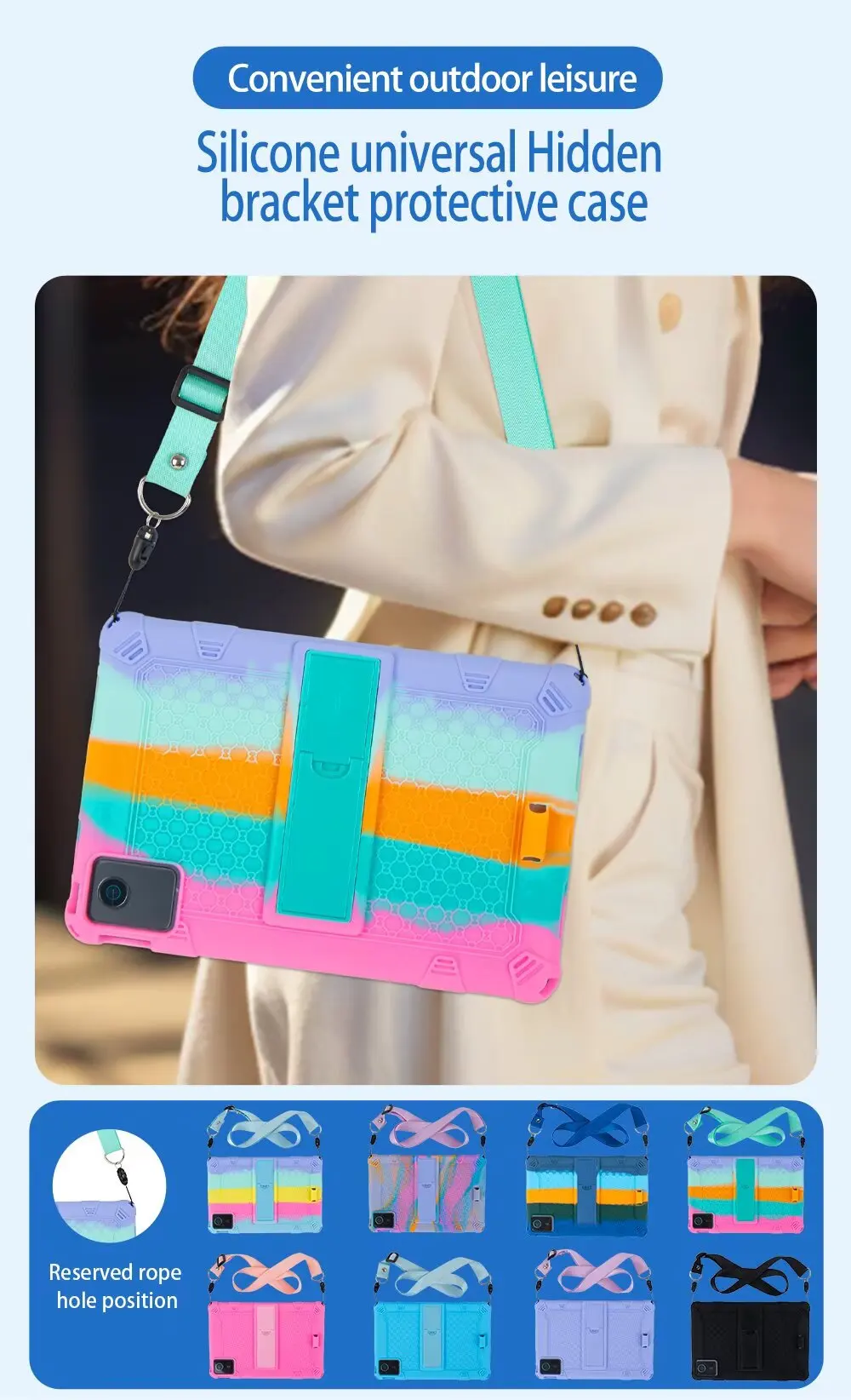 

Silicone Case for Tab M11 11 inch TB331FC TB330FU Xiaoxin Pad 2024 11" Vintage Texture Tablet Cover with Shoulder Strap & Pen